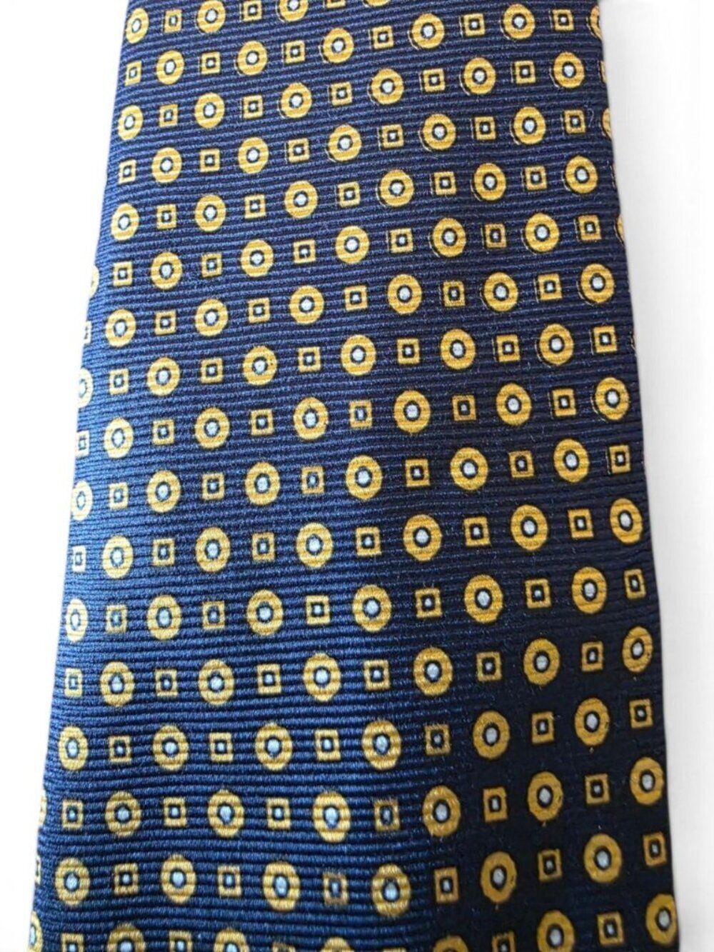 Fendi Cravatte Silk Tie Black Yellow Geometric Medallion Italy Designer Necktie - Picture 3 of 16
